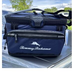 TOMMY BAHAMA 24 Can Bucket Tote Zip Cooler Bag Deep Freeze Insulation Blue *NEW